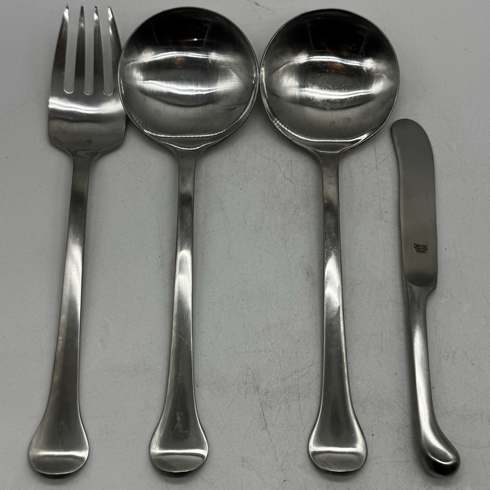 Dansk KOBENHAVN Serving Spoon Butter Salad Servers Stainless Flatware Set 4 pc